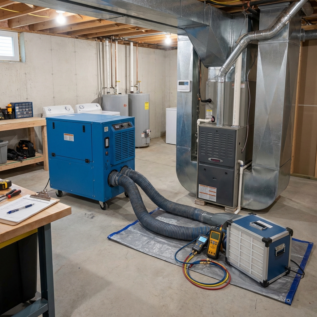 Industrial negative air machine setup